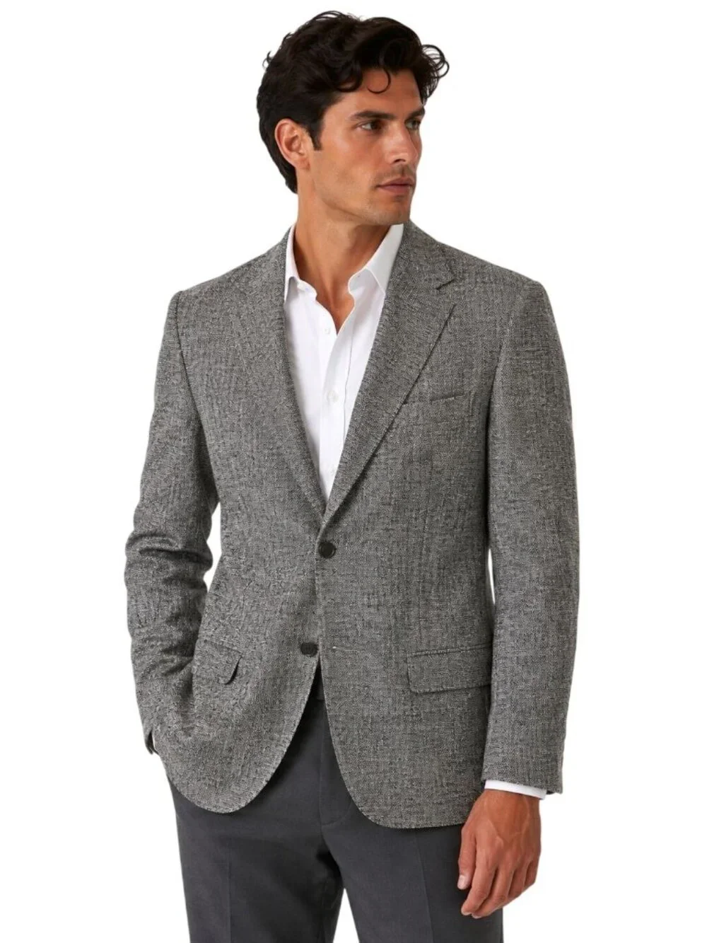 Gianelli Mens 42L Dress Sports Tweed Jacket 100% Pure Silk Grey